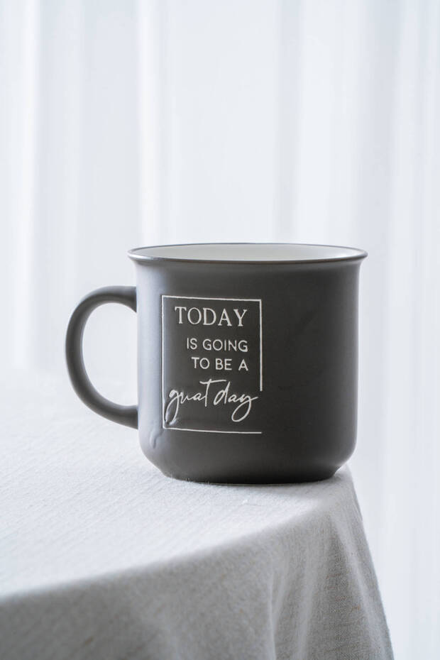 Ruby Porselen Kupa Gri - 410 ml - 2