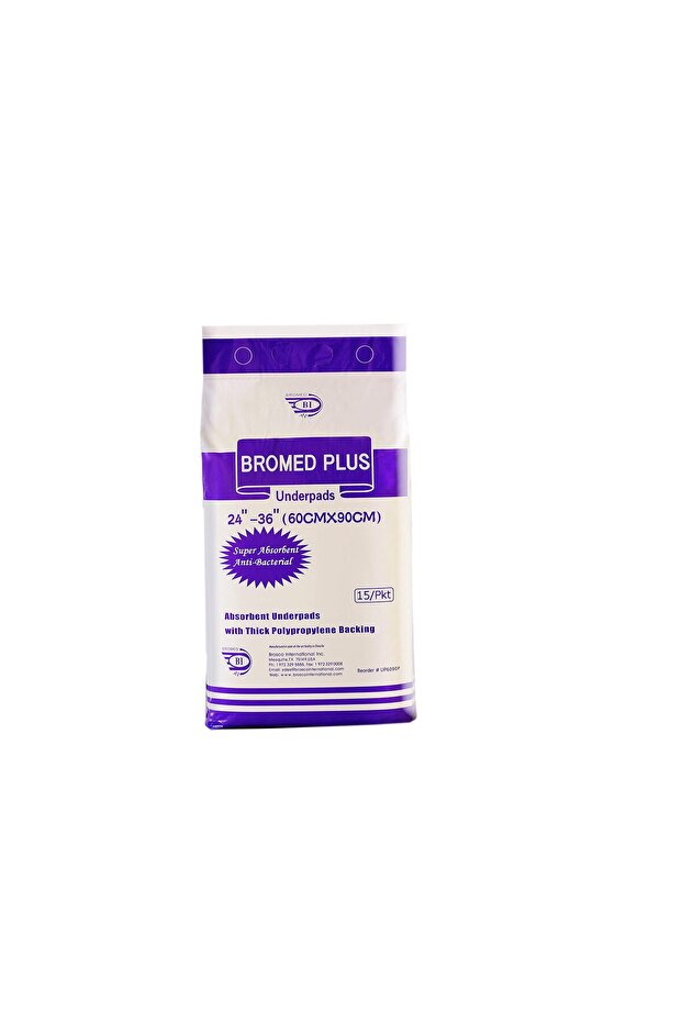 Underpads Super Absorbent Polymer & Anti-Bacterial, 60 x 90 cm, Waist 24-36", 15 pcs