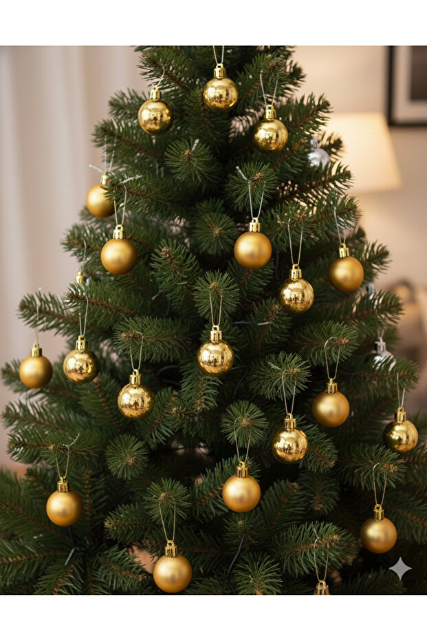 3 cm – Gold Matte Shiny Christmas Ball Ornament Set of 16 Mini Decorative Tree and Party Decorations