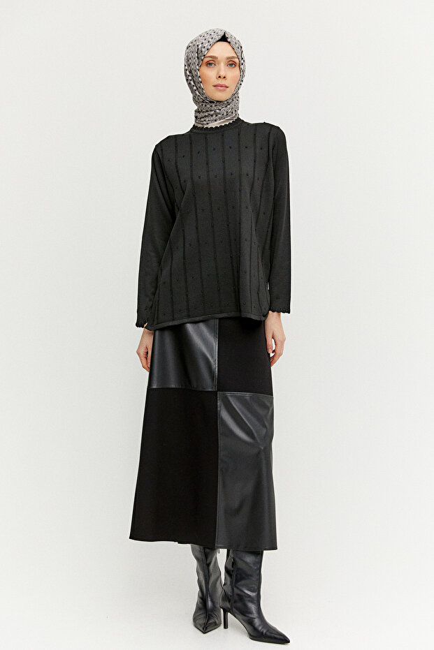 Dilim Detaylı Triko Bluz - 2