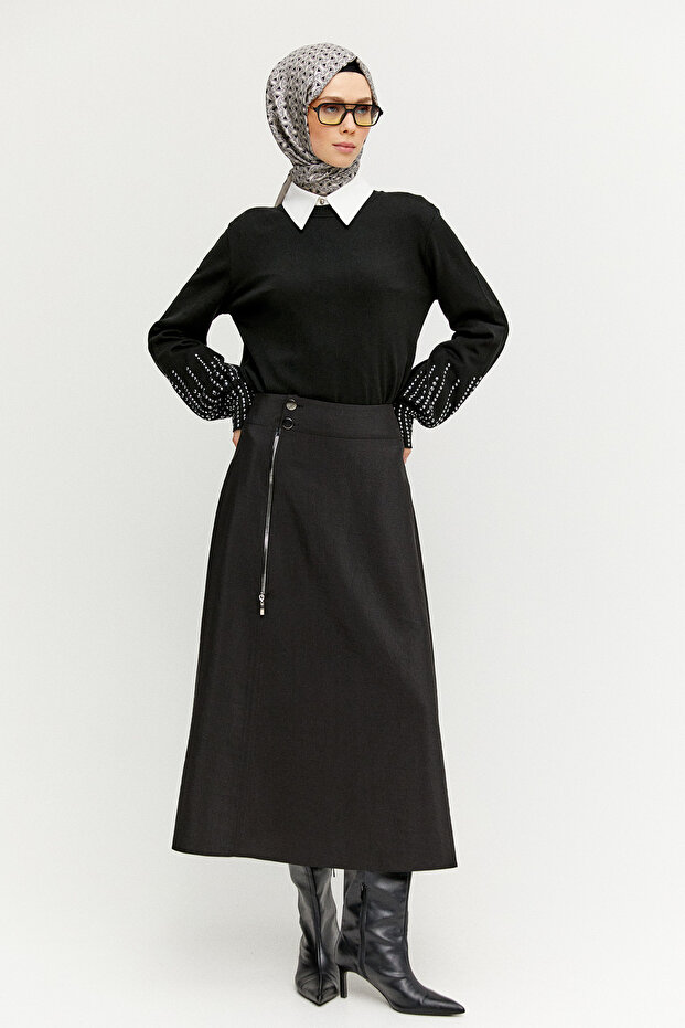 Taş Detaylı Triko Bluz - 2