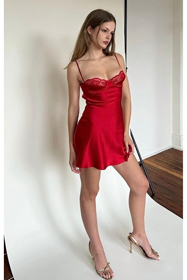 Kırmızı Gecelik elbise - 2