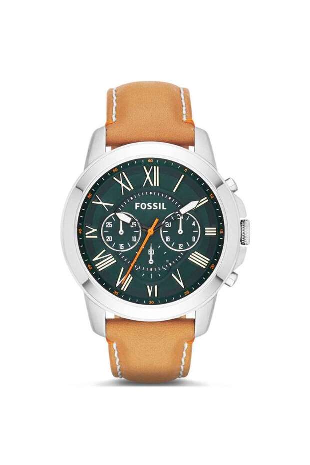 Men’s Quartz Leather Strap Green Dial 44 mm Watch FS4918