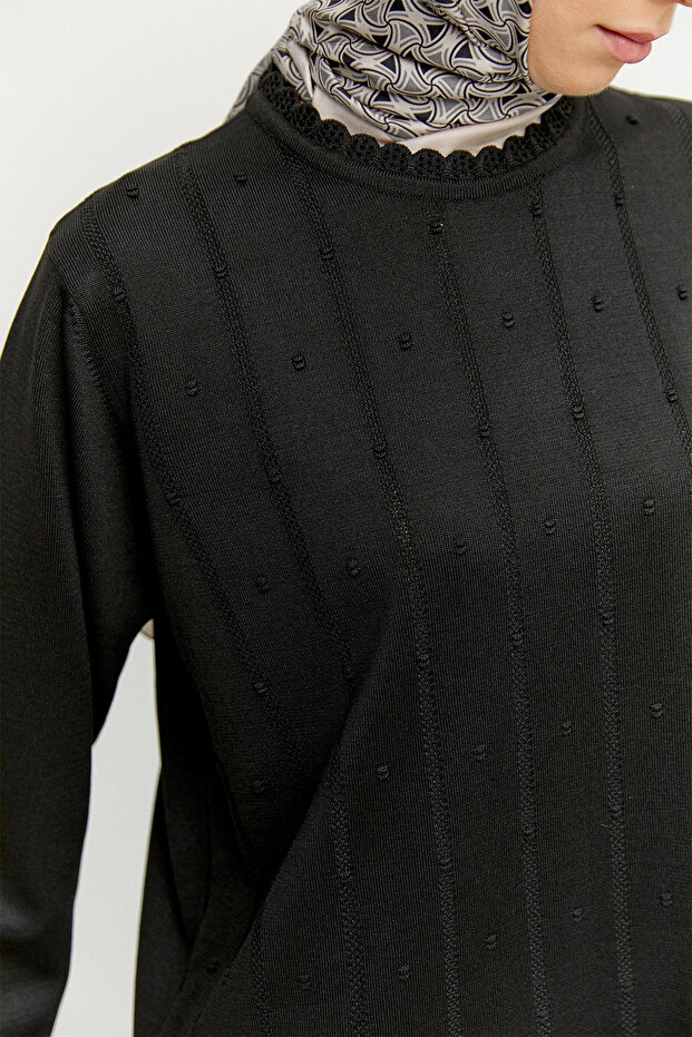 Dilim Detaylı Triko Bluz - 4