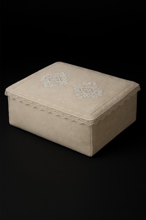 Nergis Velvet Lace Laced Large Size Bag (60X40X20 cm) Dowry Bag Engagement Wedding Bridal Bag