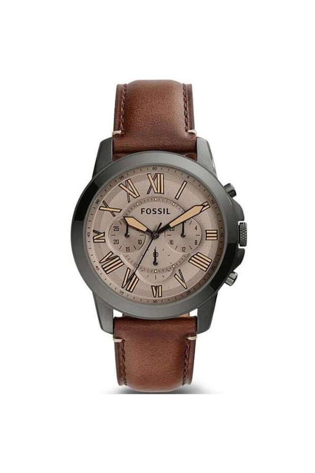Men’s Quartz Brown Leather Strap Brown Dial 44mm Watch FS5214