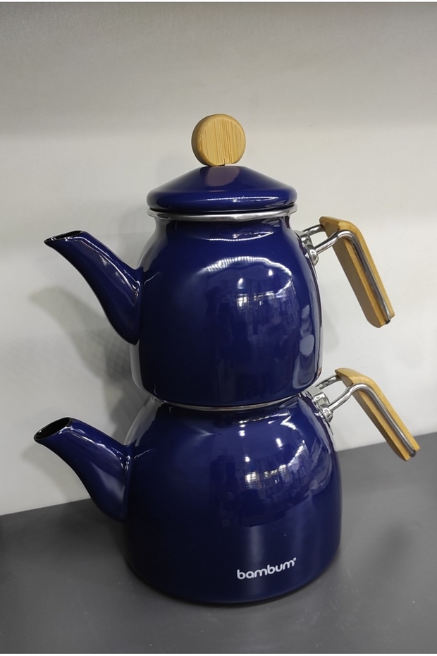 Bambum Sultan Emaye Bamboo Handle Medium Size Teapot