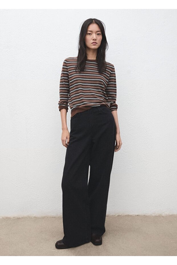 Çizgili triko kazak - 2