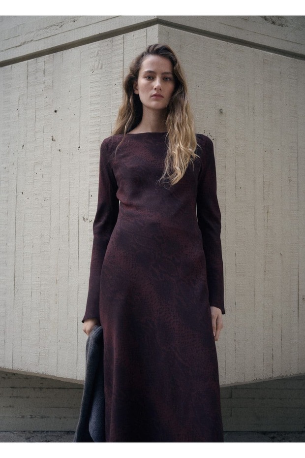 Hayvan desenli A-line elbise - 1