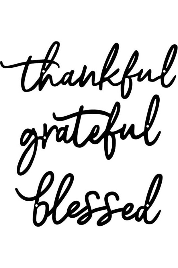 Wooden Wall Art With Self Adhesive Base - Black (Thankful, Grateful, Blessed)