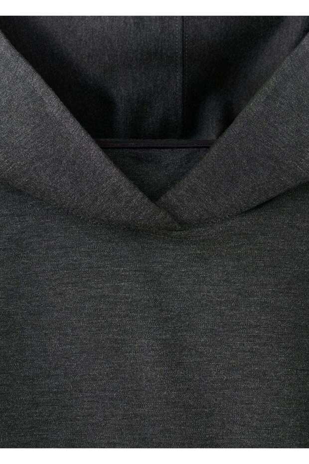 Kapüşonlu kırçıllı triko sweatshirt - 5