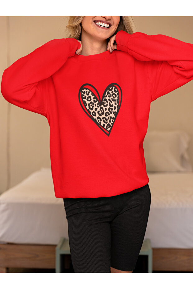Heart Printed Cotton Long Sleeve 3-Ply Sha Fleece-Lined Name Sweatshirt