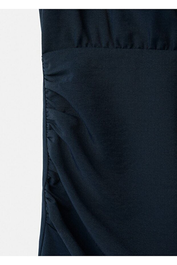 Drape fularlı elbise - 5