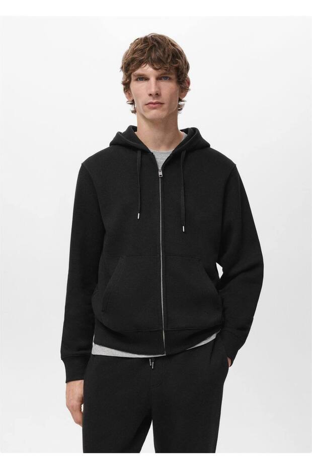 Fermuarlı kapüşonlu sweatshirt - 1