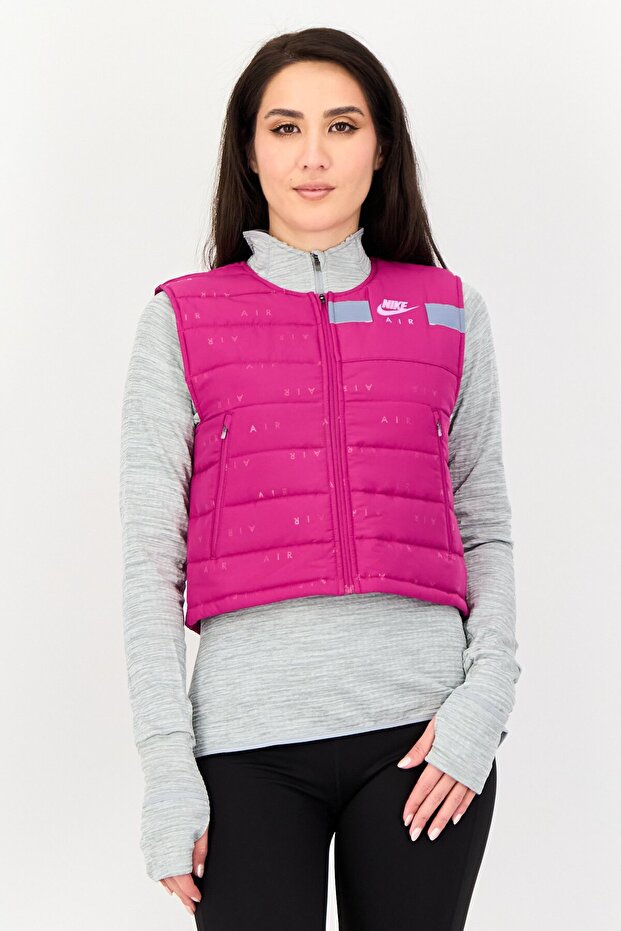 Women Standard Fit Sleeveless Running Jacket Vest, Magenta