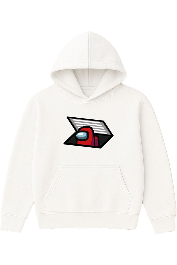 Exit from the Tunnel Design Printed Oversized White Hooded Sweatshirt