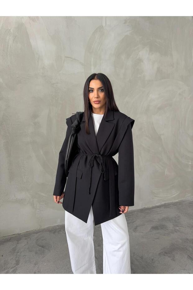 Women’s Lace-Detail Oversized Jacket with Side Panels