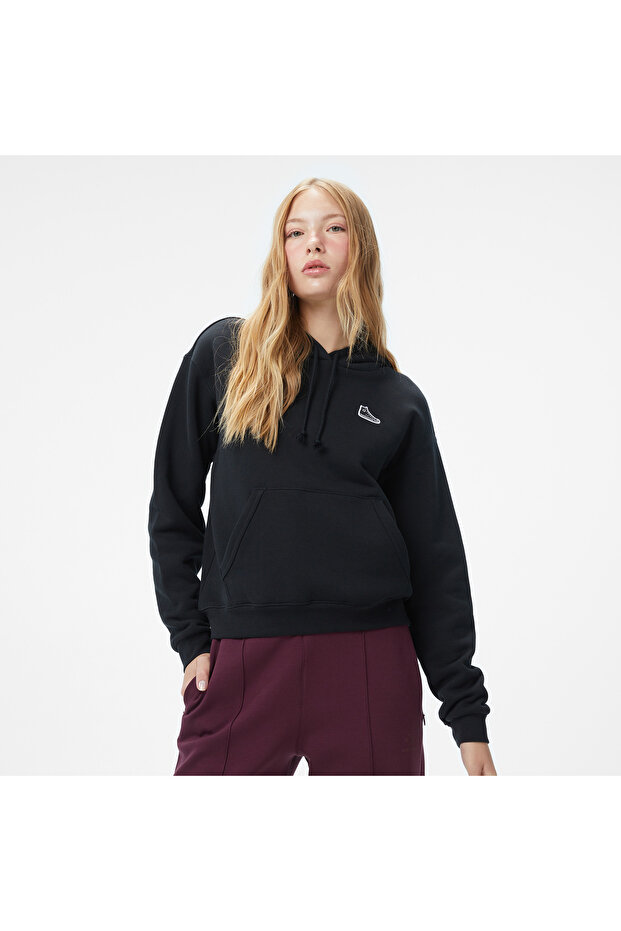 Baskılı Kadın Siyah Sweatshirt - 1