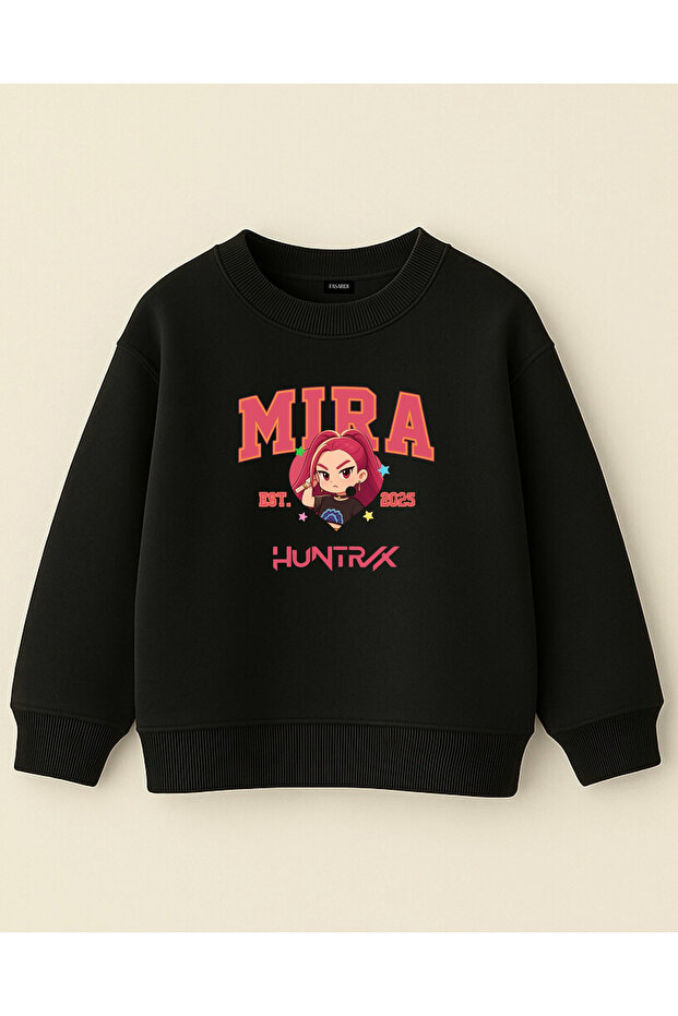 Kpop Demon Hunters Huntrix Mira Printed Oversized 3 Thread Non-Shardons Long Sleeve Girls' Sweatshirt
