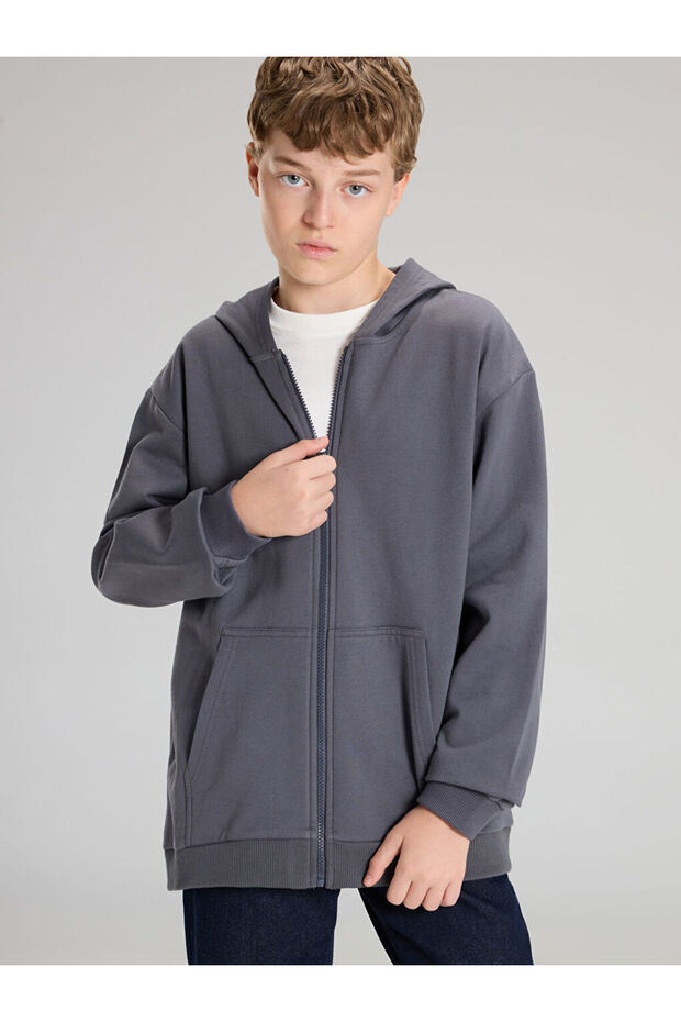 Lcw kids hooded boys' thick zip-up sweatshirt