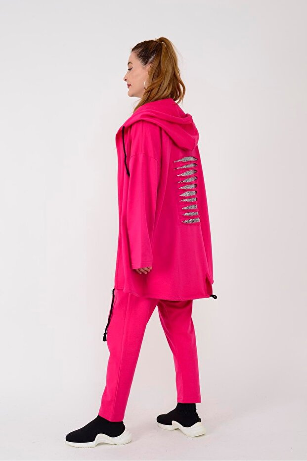Women's Sequin K Hooded Sweat Cardigan