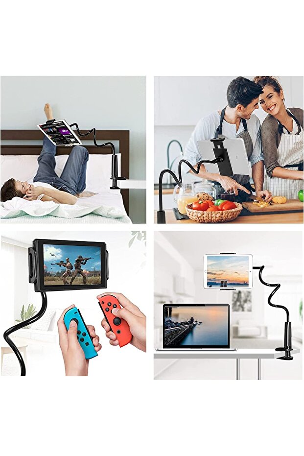 360° Rotating Gooseneck Tablet Stand – Flexible Holder for 4.7-10.5 inch Devices