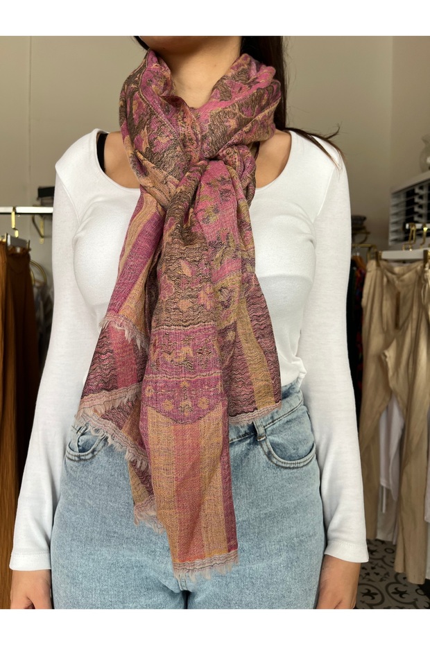 Desenli Kaşmir Baş Örtüsü Şal - 3