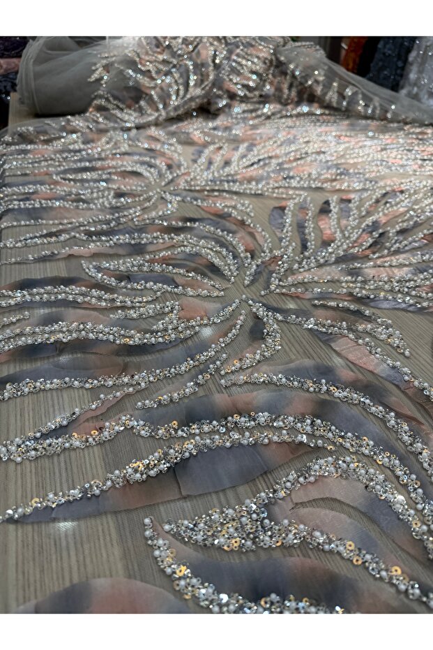Heavy Beaded Sequined Embroidered Ombre Lace (100x145cm)