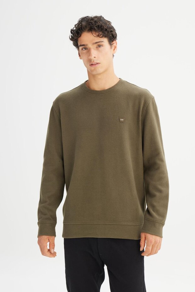 Cotton Regular Fit Regular Cut Crew Neck Thessaloniki Knit Sweatshirt