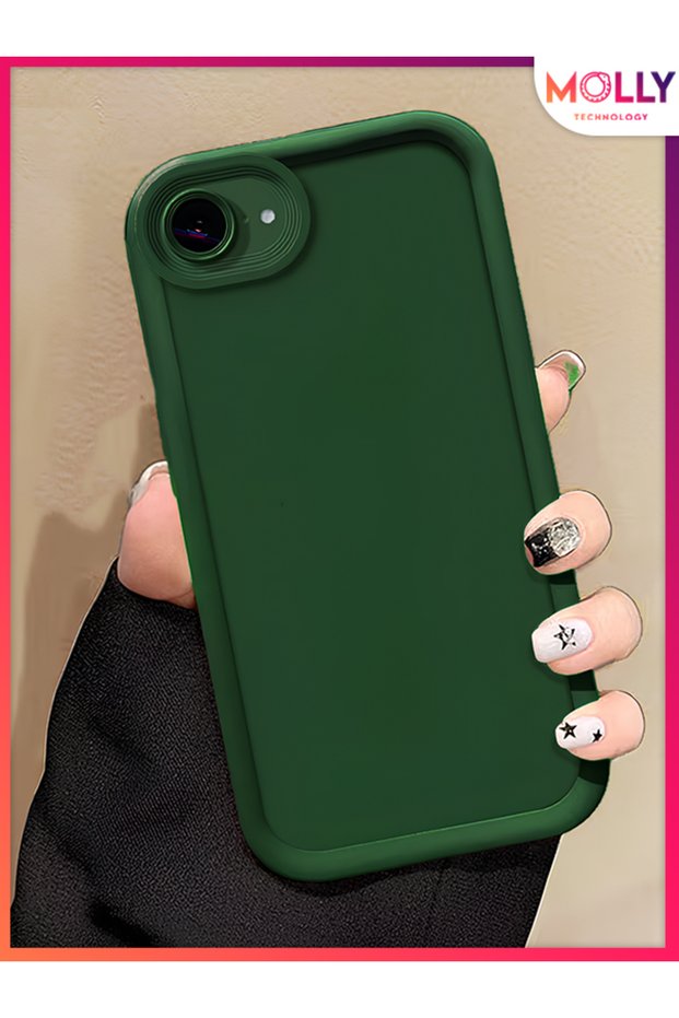 Pine Green Edges Thick Pan Silicone Case for iPhone 16E