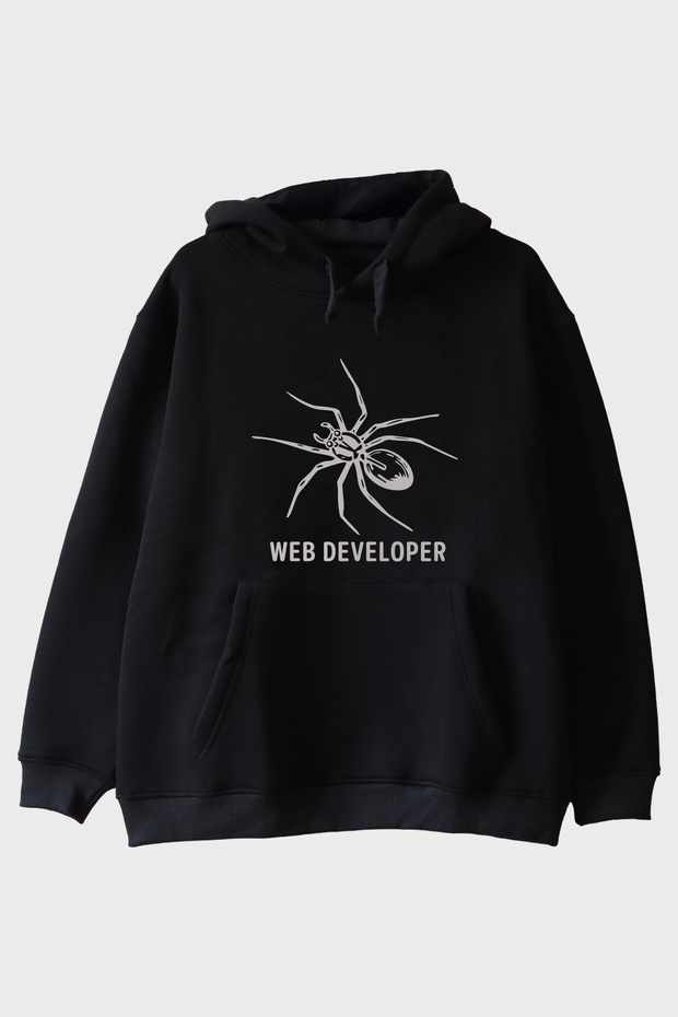 Web Developer Printed Black Hoodie - 1
