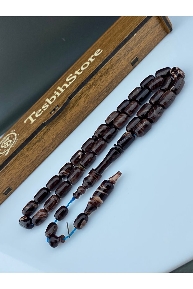 Capsule Cut Crimped Amber Prayer Beads Master Signed