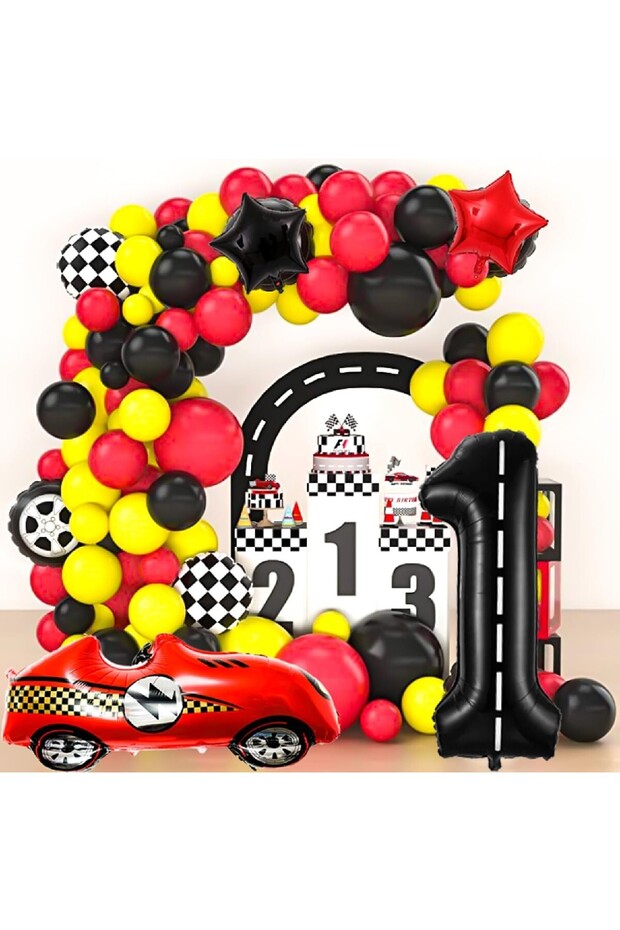 Large Retro Red Race Car Age Foil 45 Balloons Luxury Birthday Party Set