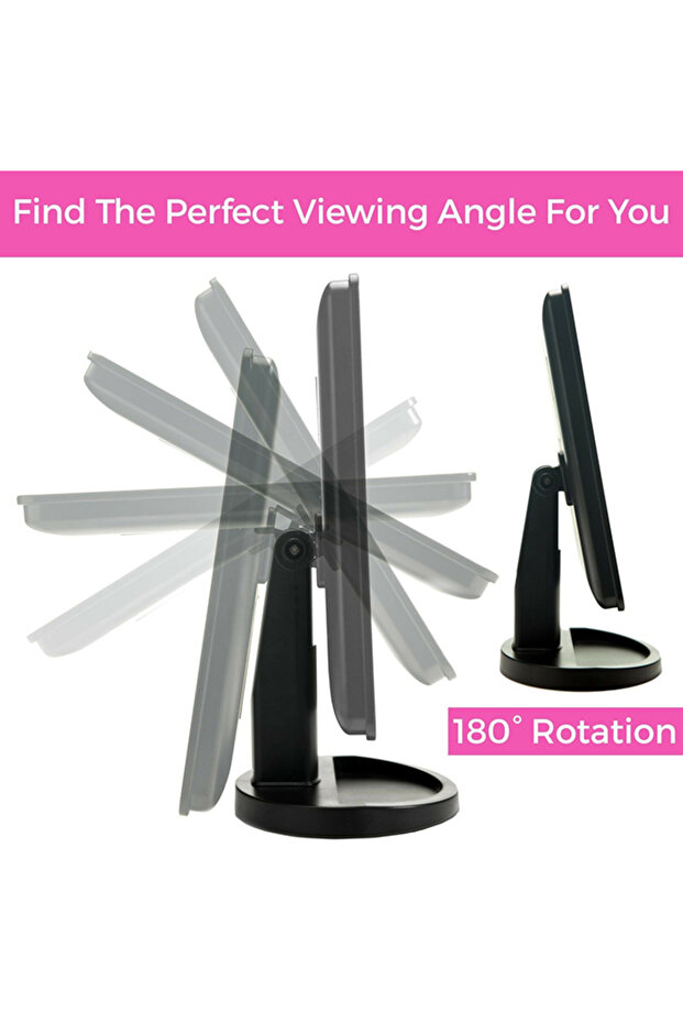 مرآة مكياج مزودة بإضاءة LED بشاشة تعمل باللمس باللون الأسود - 5