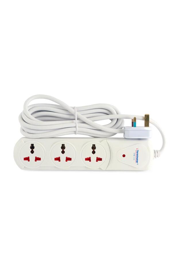 3 Way Universal Power Extension Socket With Single Indicator, Cable 2M & 13A Fused Plug