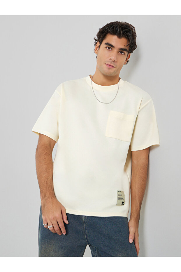 Men Oversized Compact Stretch Heavy Jersey T-Shirt with Badge