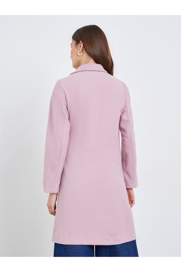 معطف نسائي سادة بياقة وأزرار - 5