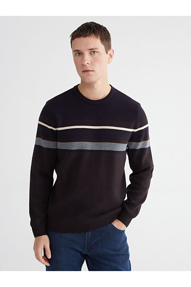 Zero Roba Collar Striped Men's Knitwear Sweater from Uzg Store for Style Enthusiasts