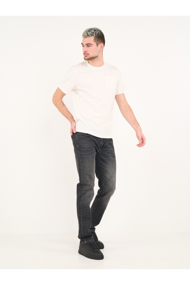 Blugi barbat straight aspect usor decolorat - 9