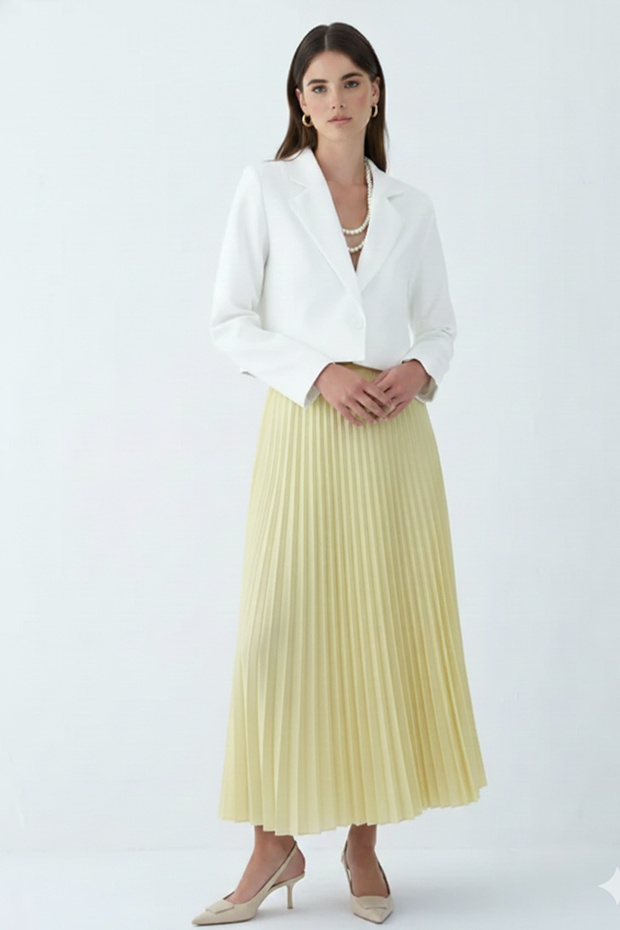 Piliseli Etek 4560 Limon Sarısı - 2