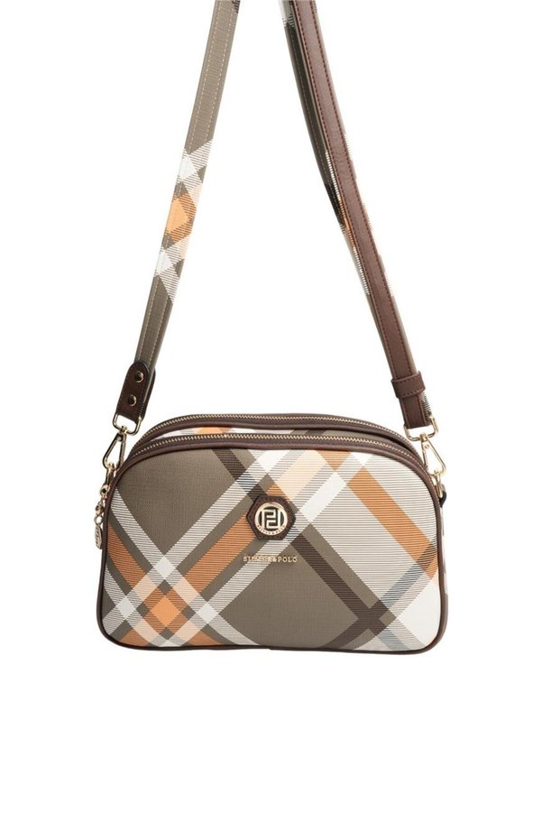 Khaki - Brown Plaid Women's Crossbody Bag Sp745