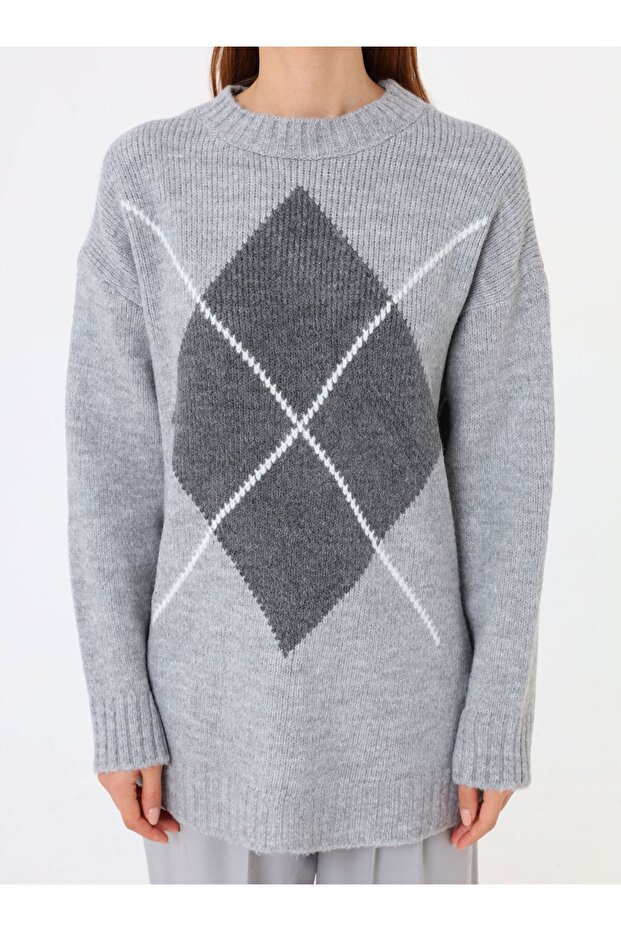 سترة منقوشة بنمط البقلاوة - رمادي - - 3