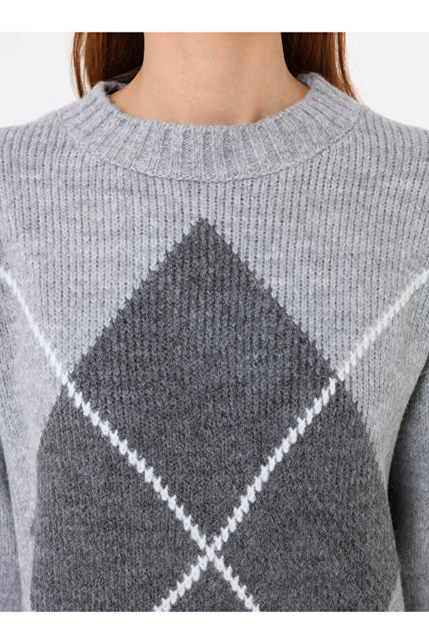 سترة منقوشة بنمط البقلاوة - رمادي - - 4