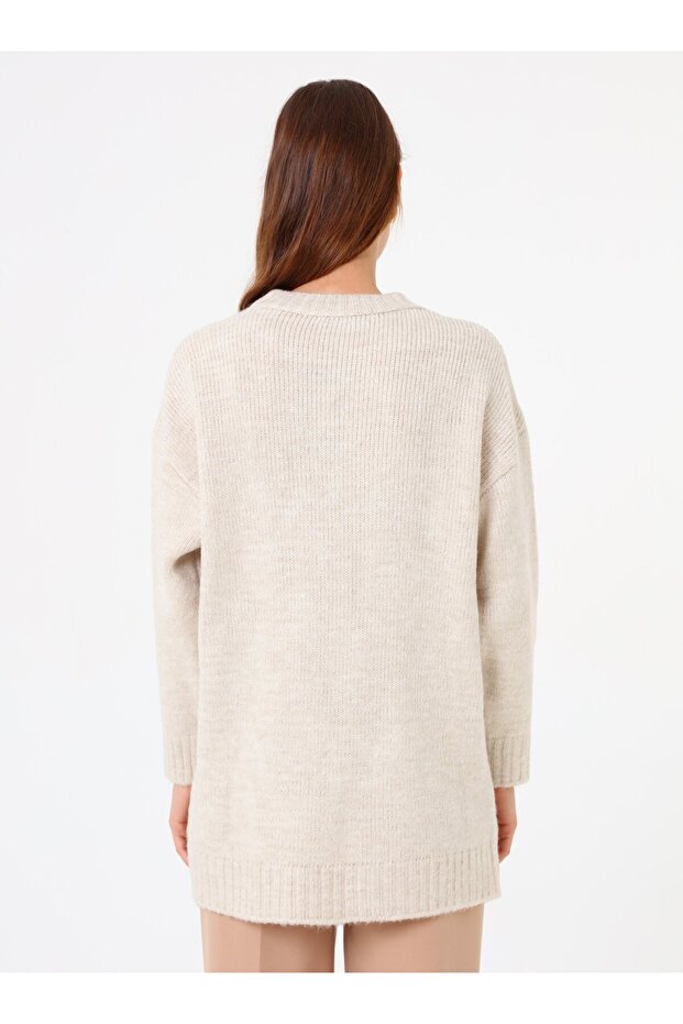 Baklava Patterned Sweater - Stone Color - - 5