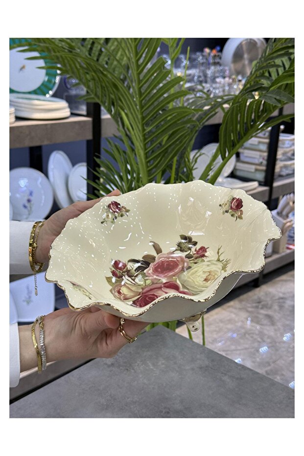 Rose Porcelain Pedestal Presentation Plate