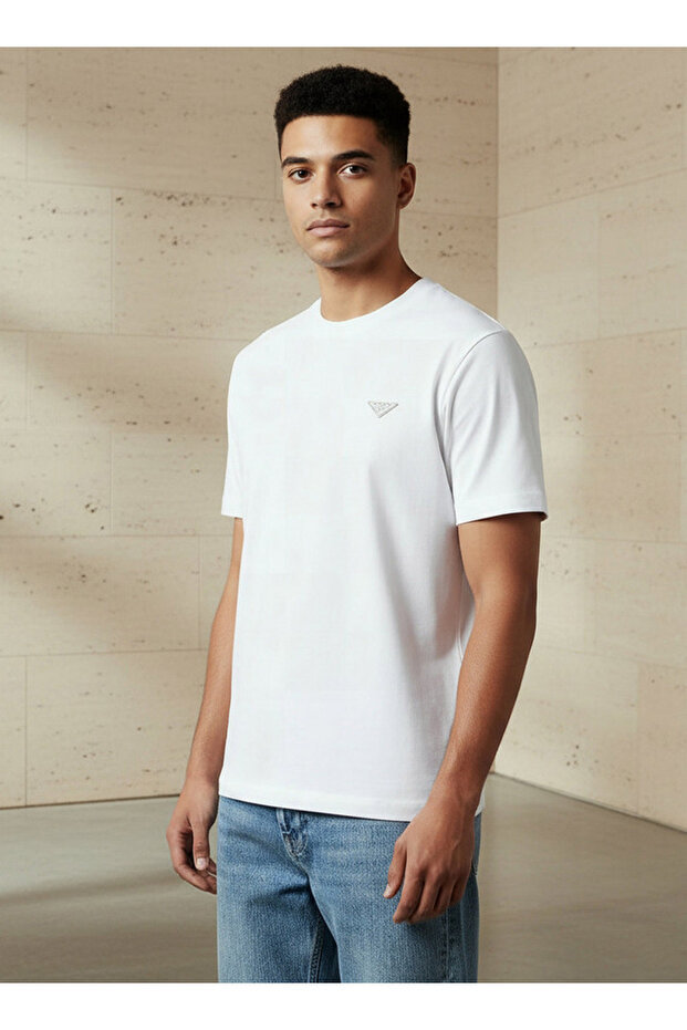 Men Regular Fit Crew Neck Short Sleeves Applique T-shirt