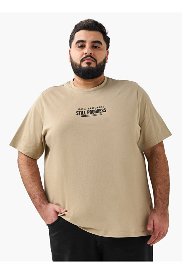 Men Regular Fit Crew Neck Short Sleeve Slogan Print T-shirt
