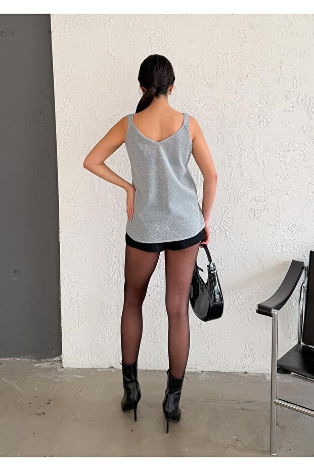 Simli Askılı Party Bluz - 8