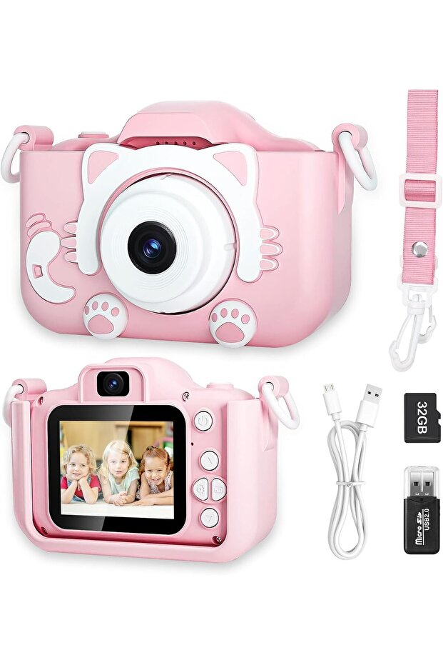 YU WELL Kids HD Digital Camera for Ages 3-12, Selfie Video Camera (Pink, Model-1)