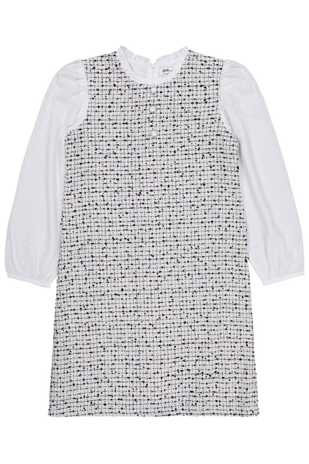 Buttoned Dress for 10-13 Years Old - Ecru